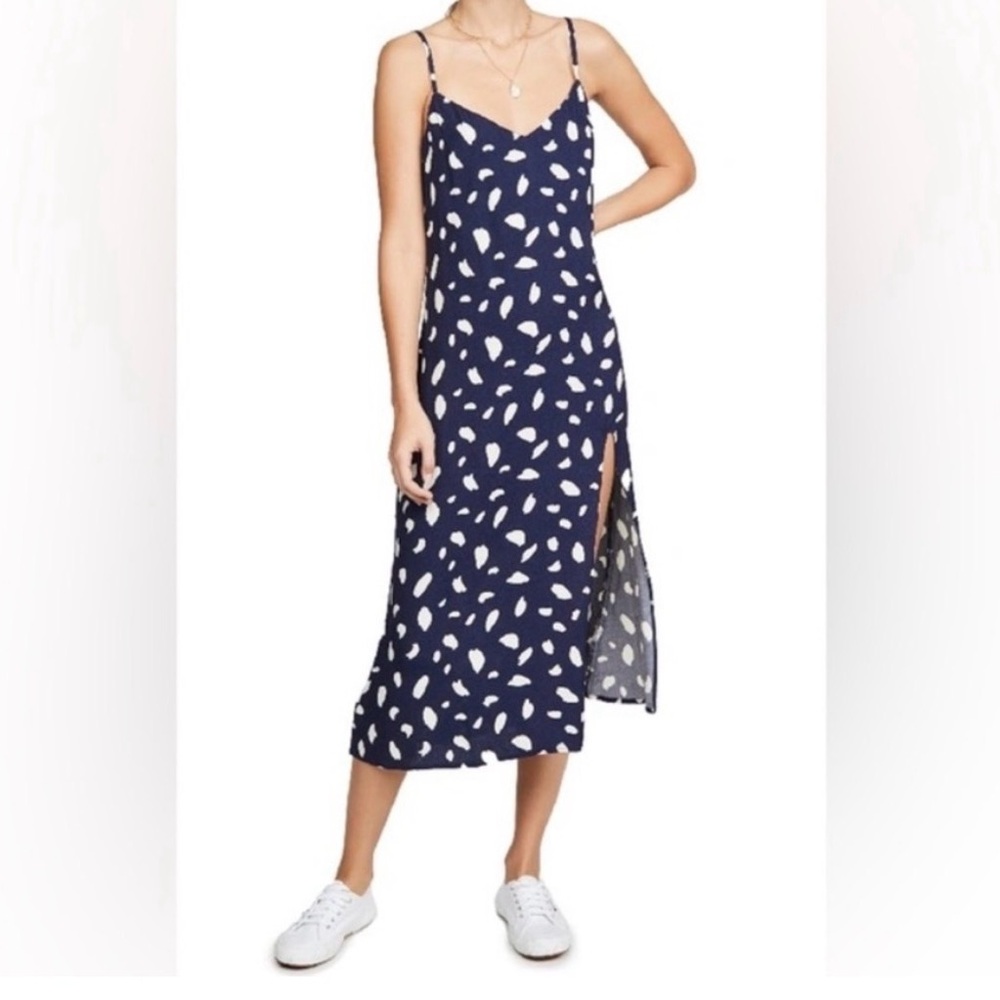 Reformation Navy and White Patterned Dress
